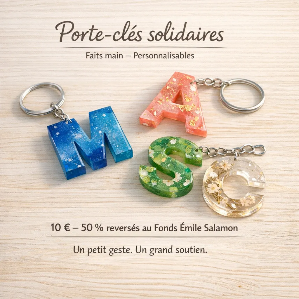 🔑 Porte-clé solidaire personnalisé – Résine artisanale