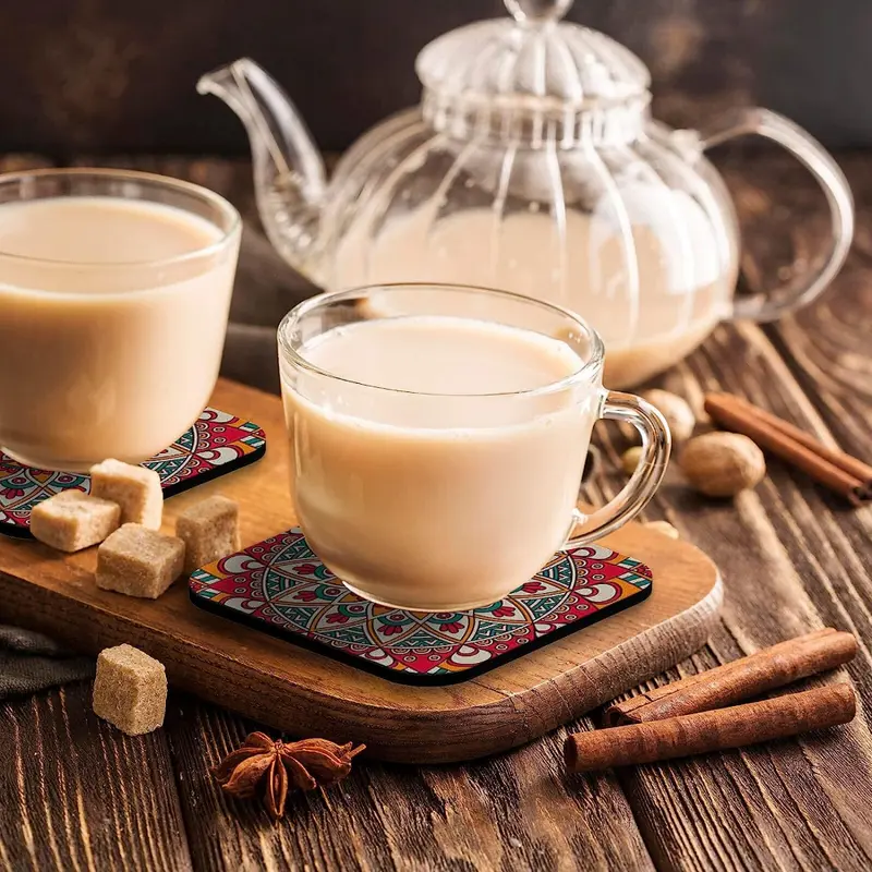 [DEC-SV-NEO-4PK] Sous-verres carrés en caoutchouc – Lot de 4 personnalisables